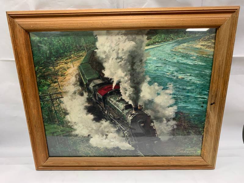 lot 40 image: Saga of the Iron Horse Framed Print  19 38 x 23  34