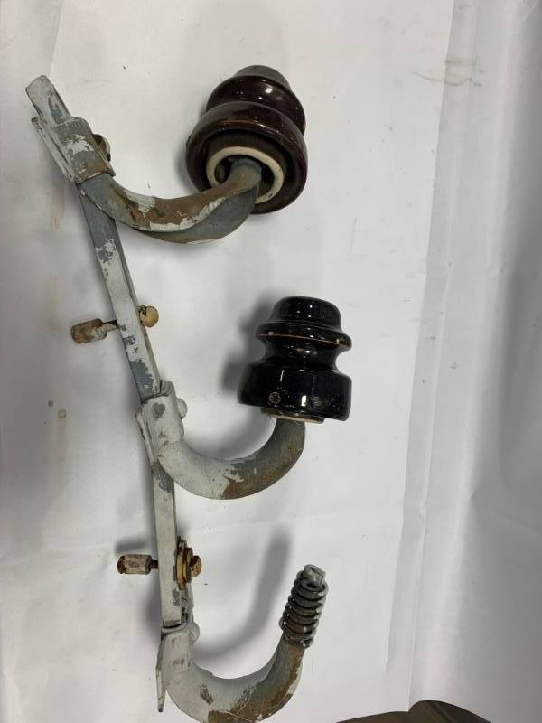 lot 84 image: Vintage Brown Ceramic Insulators Lot of 2