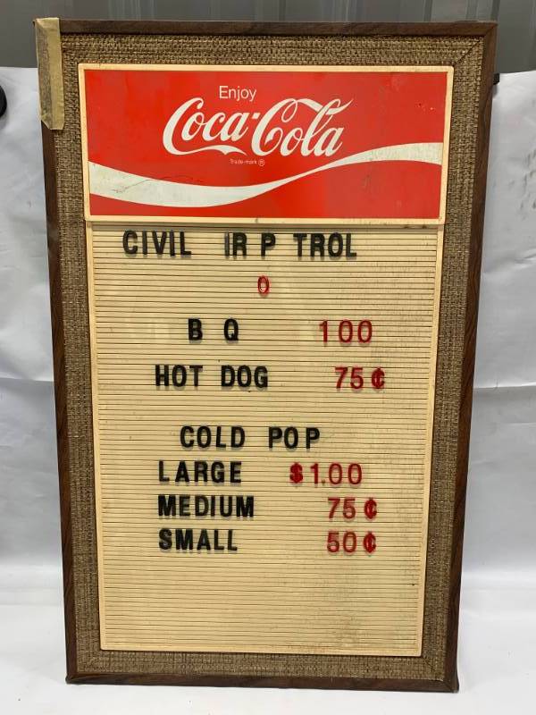 lot 93 image: Vintage Coca Cola Letter Board W Box of Letters