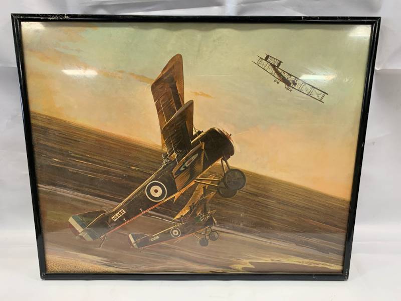 lot 96 image: Vintage Framed JB Deneen Airplane Artwork