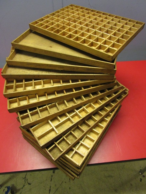 lot 607 image: ANTIQUE LETTERPRESS DRAWERS