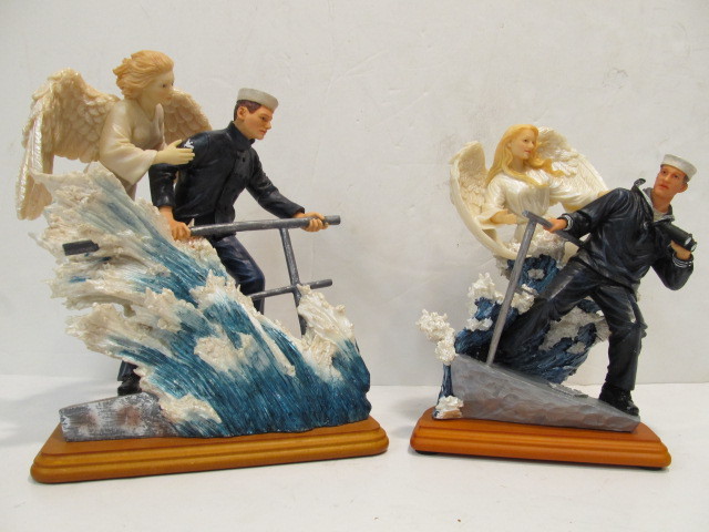 lot 80 image: Pair of AMERICAN HEROES Limited Edition Navy Man wAngel Statues
