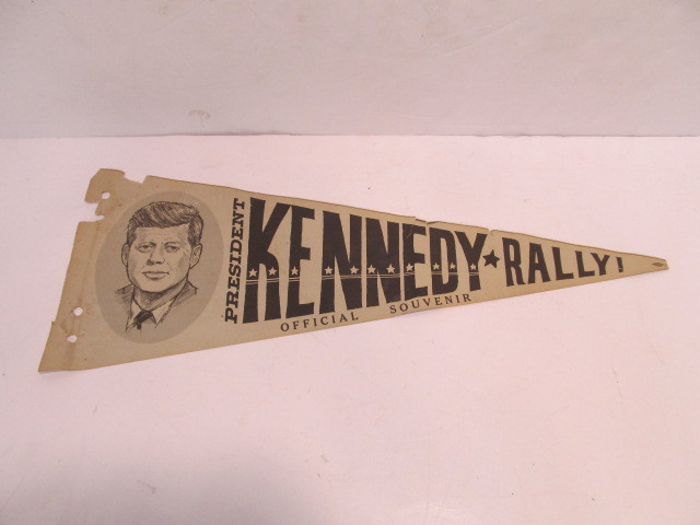 lot 127 image: Original JFK President Kennedy Campaign Rally Paper Pennant