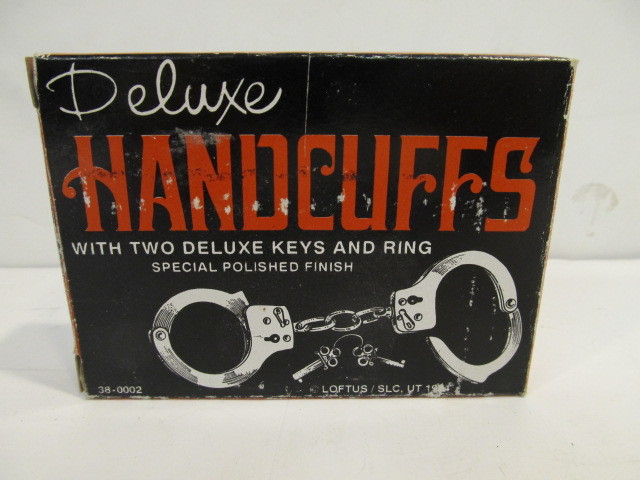 lot 133 image: NOS Set of Steel Handcuffs wKeys