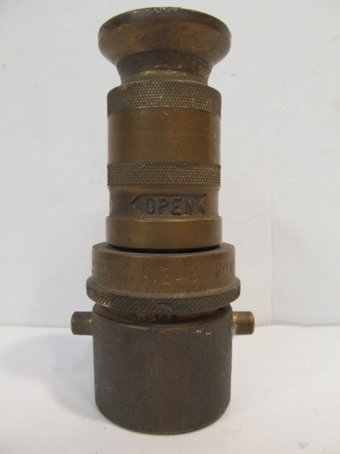 lot 136 image: Vintage Solid Brass POWHATAN Fire Hose Nozzle