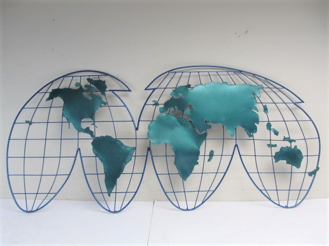 lot 34 image: Large Metal 3-D World Wall Hangings