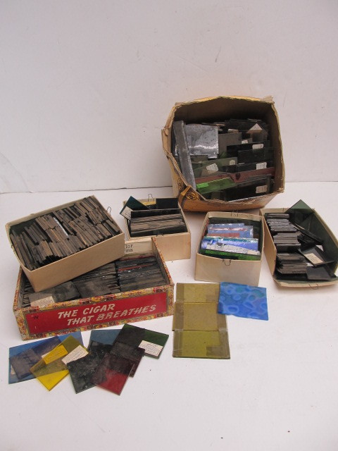 lot 14 image: LARGE Lot of Antique Stained Glass Sample Panels
