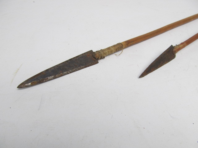 lot 47 image: 2 Antique Arrows wMetal Arrowheads