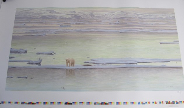 lot 213 image: Signed Numbered ROBERT BATEMAN Polar Bear PRODUCTION PROOF Print