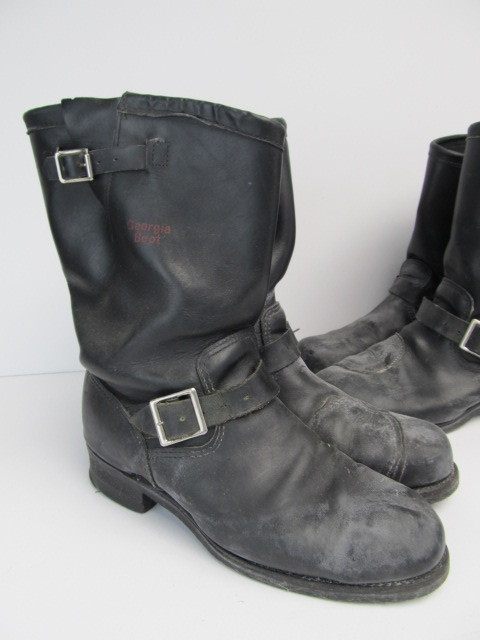 lot 119 image: 2 Pairs of Vintage EngineerMotorcycle Leather Georgia Boots Size Mens 11.5 Wide