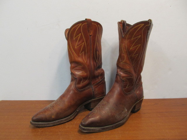 lot 163 image: Vintage DURANGO WEST Leather Cowboy Boots - Mens Size 12D