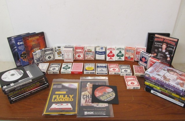 lot 185 image: Lot of Magic Trick DVDs Casino Playing Cards etc