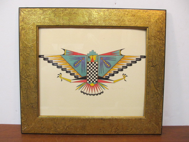 lot 200 image: Native American Style Thunderbird Print Signed