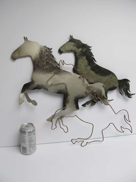lot 204 image: Contemporary Metal 3-D Horse Wall Hanging