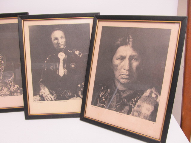 lot 249 image: Lot of 4 Vintage 1976 Framed David E. Cooper Chippewa Portrait Photo Prints