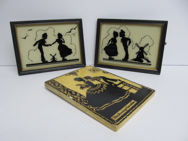 lot 250 image: 3 Vintage 1930s Silhouette Art Wall Hangings