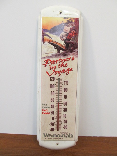 lot 227 image: Canoe We-No-Nah Travel Advertising Thermometer Winona MN