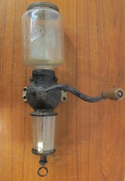 lot 233 image: Complete Antique ARCADE Crystal Wall Mount Cast Iron Coffee Grinder