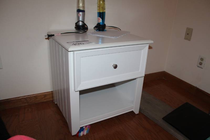 lot 496 image: Wood Side Table with Drawer and Storage Shelf