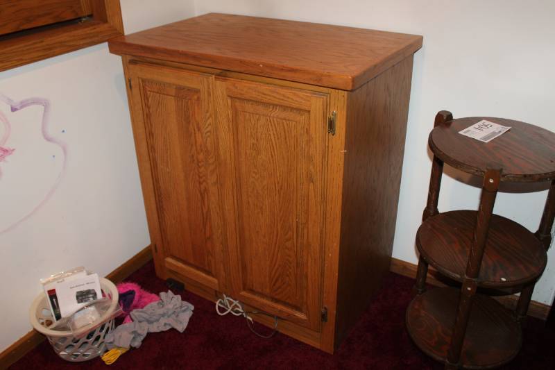 lot 503 image: Wood Cabinet with 2-Door Storage