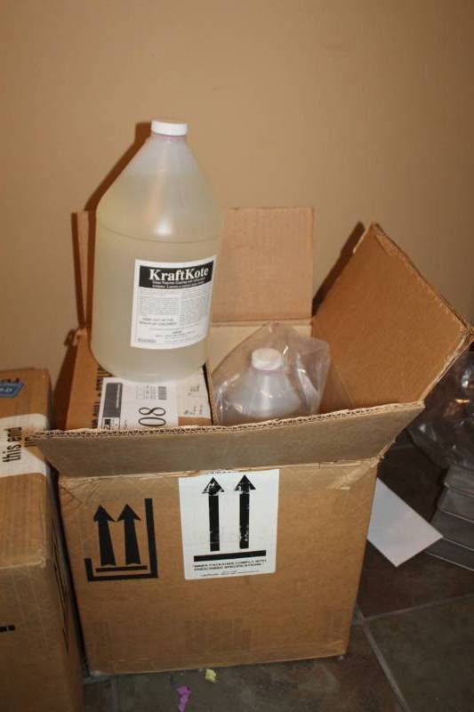 lot 408 image: Lot of (4) KraftKote Clear Polymer Coating 1-Gallon Plastic Bottles