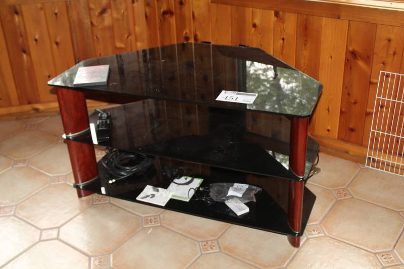 lot 451 image: 3-Tier Glass Top TV Stand