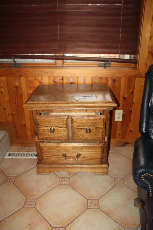 lot 448 image: Wood Side Table with 2-Drawers