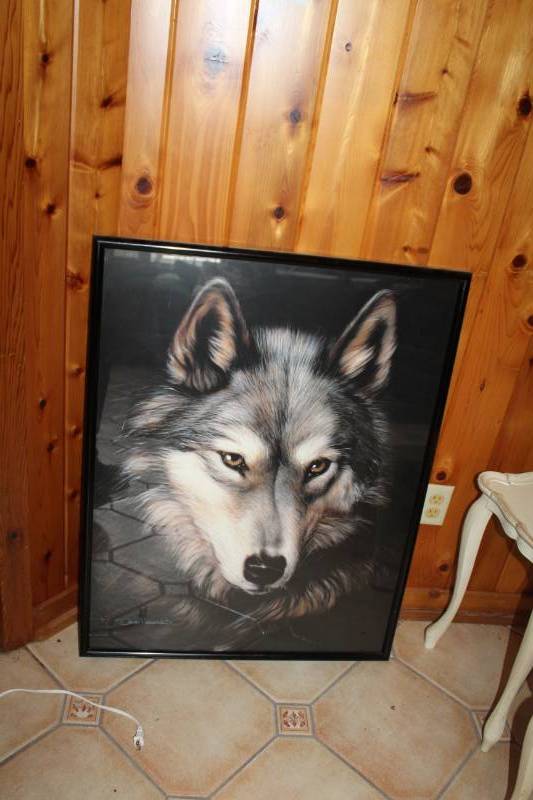lot 457 image: Wolf Framed Wall Art