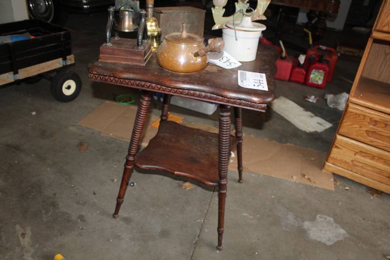 lot 544 image: Wood Side Table with Shelf