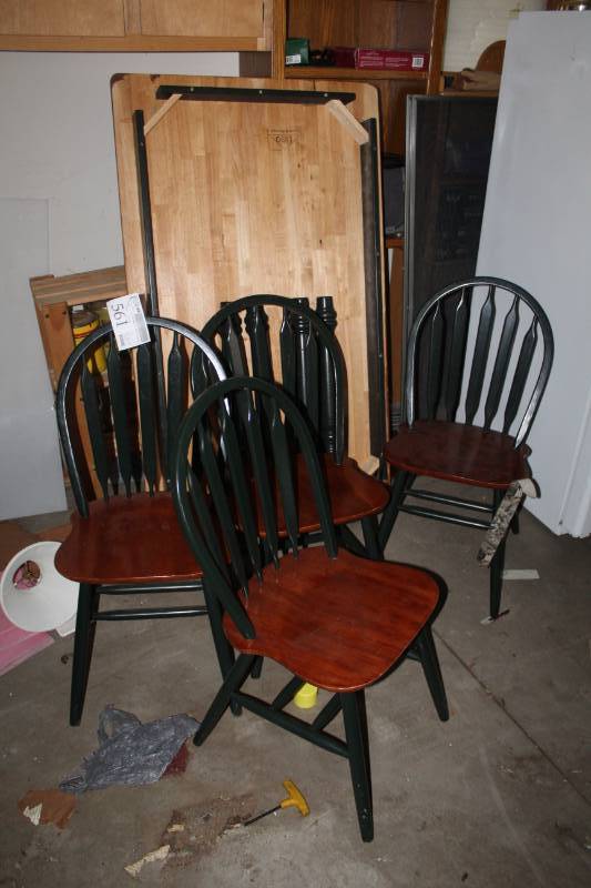 lot 561 image: Wood Dining Table with 4-Dining Chairs