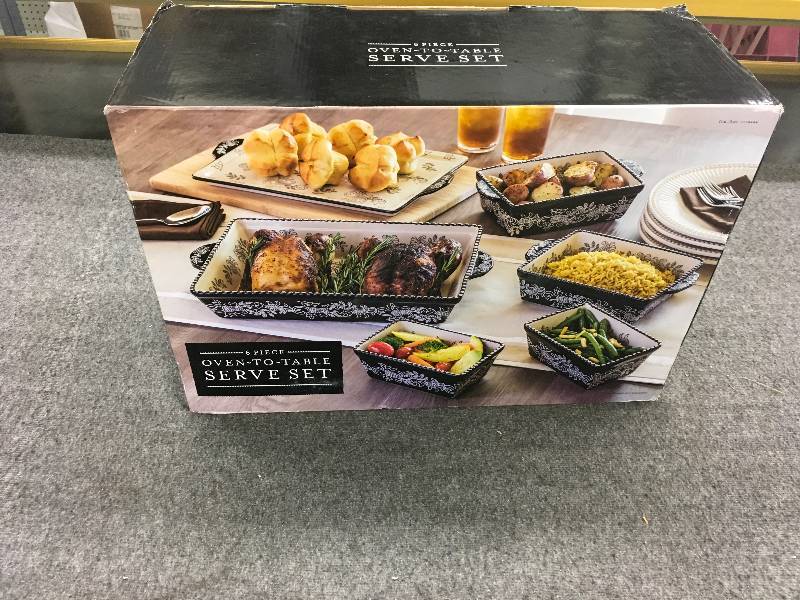 lot 259 image: 6 Pc. Oven To Table Serve Set, Retail $24.99