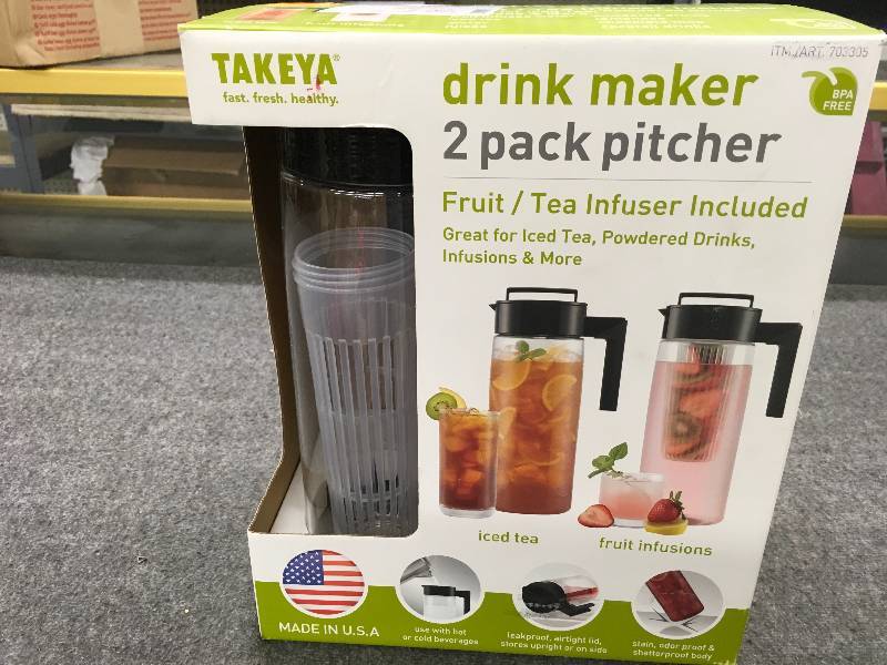 lot 286 image: Takeya Drink Maker 2 Pack Pitcher, Retail $19.99