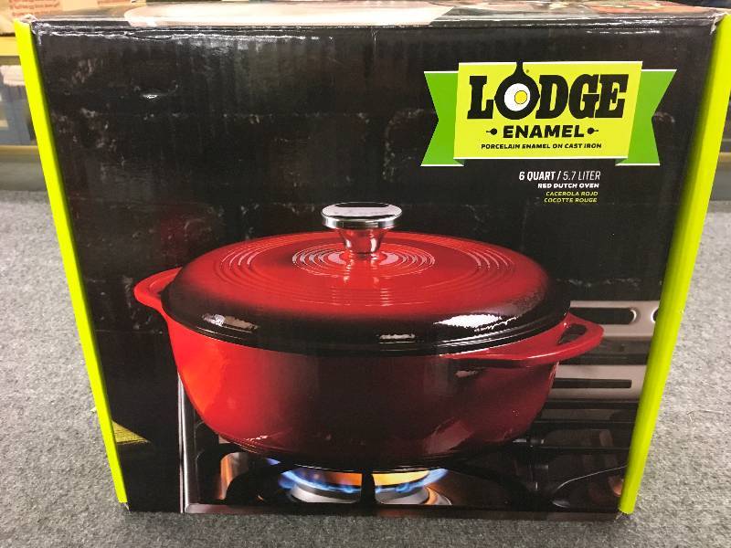 lot 287 image: Lodge Red Dutch Oven, Retail $49.99