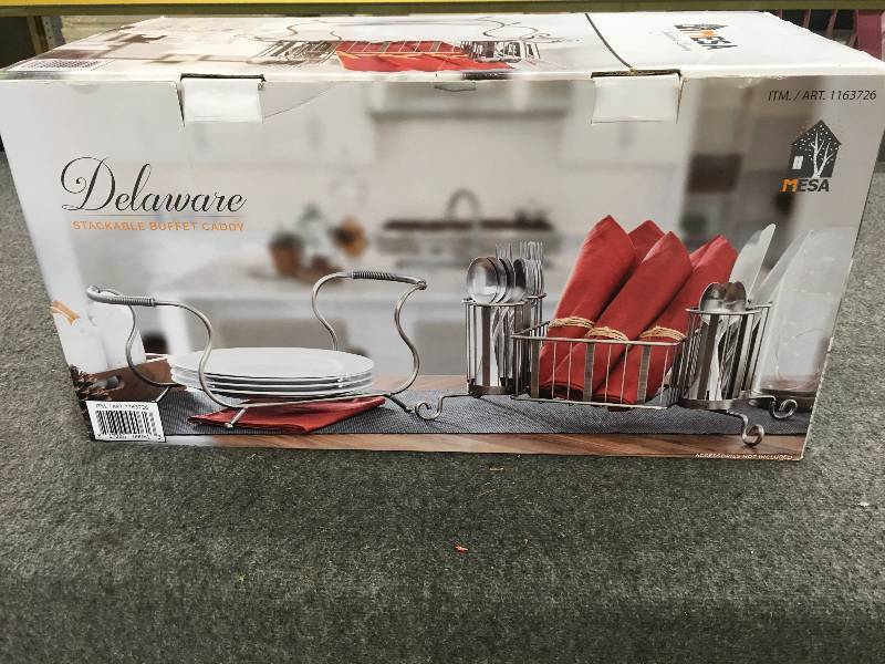 lot 290 image: Delaware Stackable 2 Pc. Buffet Caddy, Retail $16.99