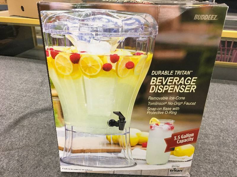 lot 297 image: Buddeez Durable Tritan Beverage Dispenser 3.5 Gallon, Retail $19.99
