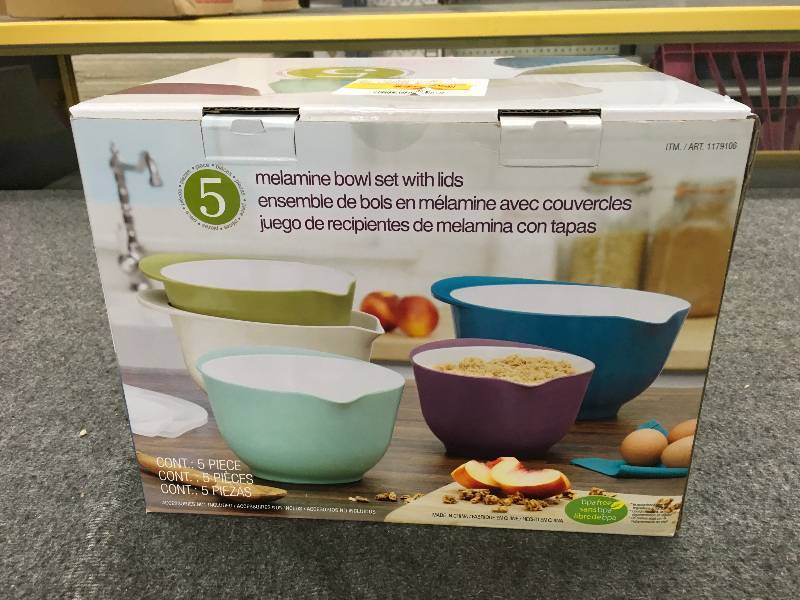 lot 299 image: Pandex 5 Pc Mixing Bowls, Retail $17.99