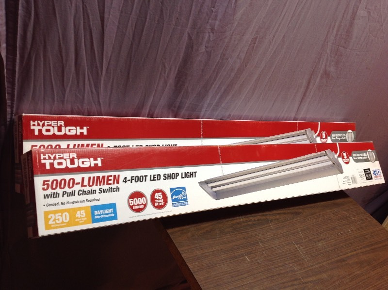 lot 16 image: 2 New 5000-Lumen 4 LED Shop Lights