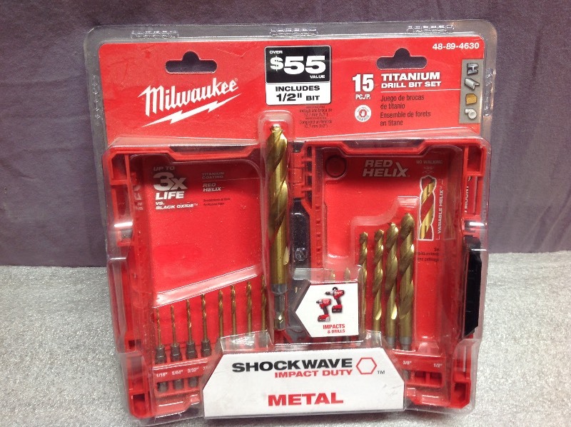lot 35 image: New Milwaukee Titanium Drill Bit Set
