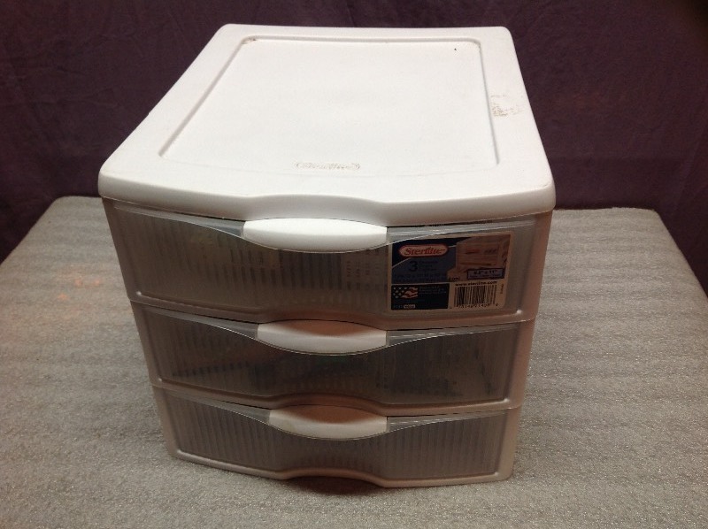 lot 62 image: 3 Bin Organizer Full of Supplies