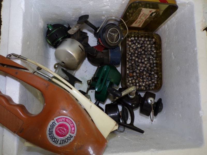 lot 55 image: Pocket Fisherman, Lead Sinkers and Reels