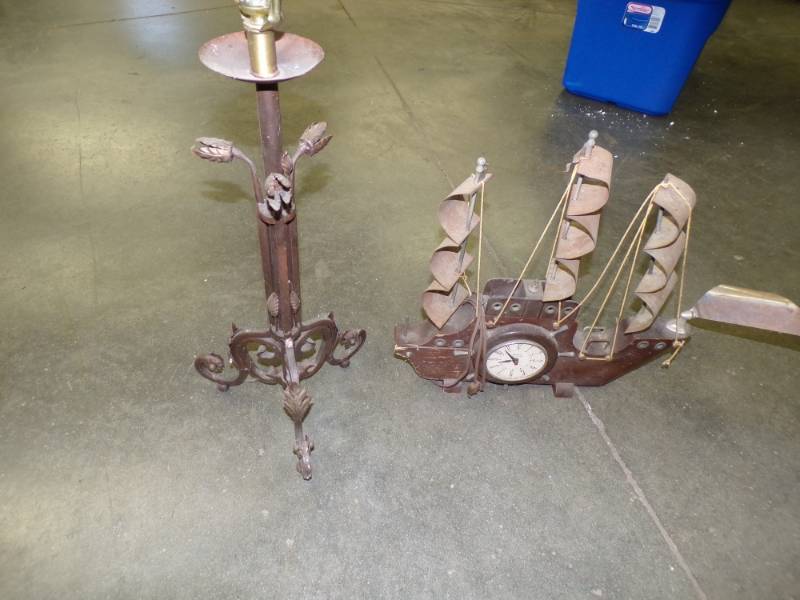 lot 74 image: Vintage Ship Clock and Lamp base