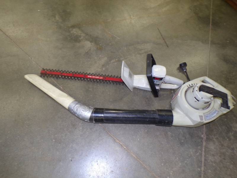 lot 80 image: 110v Blower and Hedge Trimmer