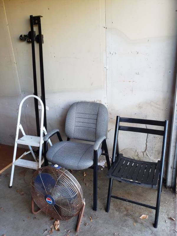 Step Stool, Office Chair, Folding Wood Chair, Fan, Metal Bed Frame