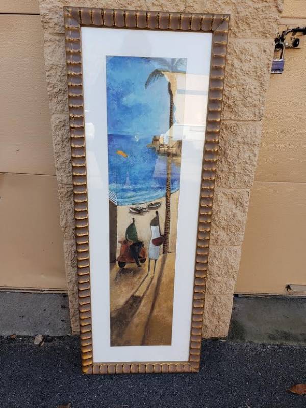 Framed Beach Scene Print By Lauren 18x40