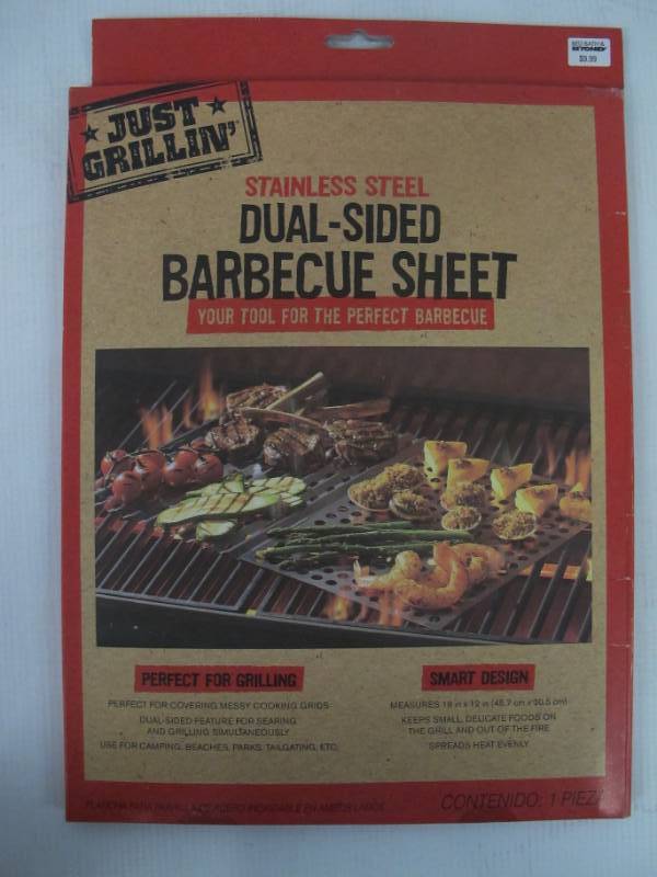 Just Grillin Dual-Sided Barbecue Sheet - NEW