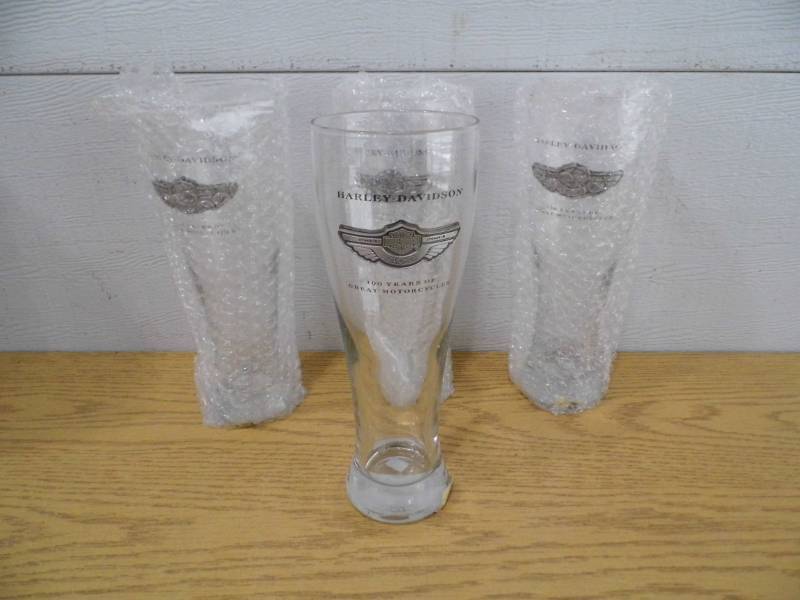 4 Harley Davidson Beer Glasses