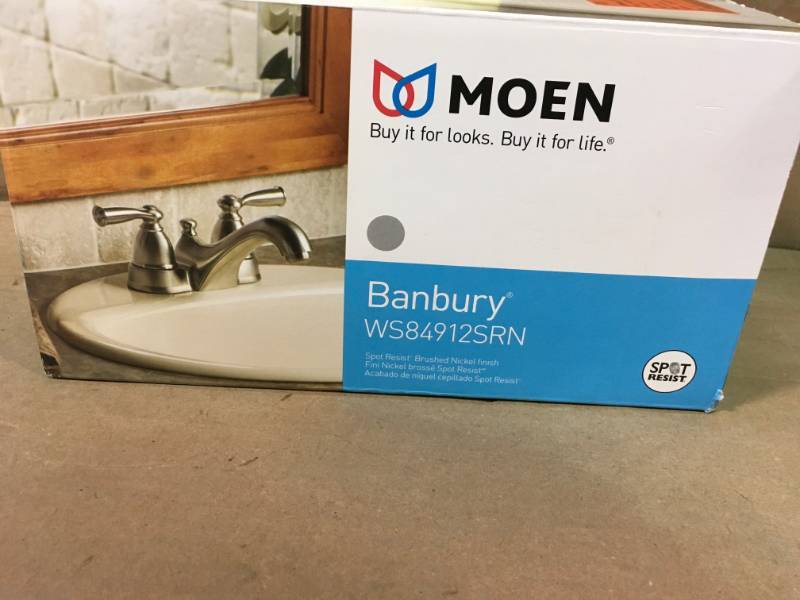 Banbury 4 in. Centerset 2-Handle Low-Arc Bathroom Faucet in Spot Resist Brushed Nickel