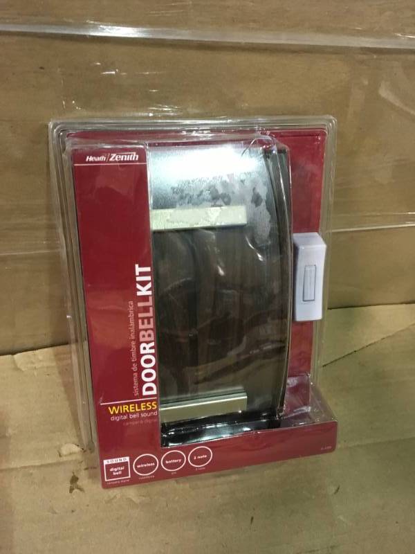 Heath Zenith Wireless Door Chime with Wood Finish Cover and Curved Acrylic Panel