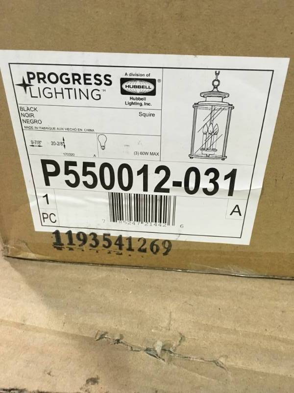 Progress Lighting Squire Collection Black 3-Light Outdoor Hanging Lantern