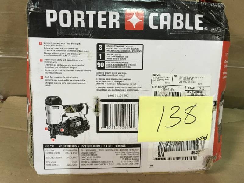 Porter-Cable Pneumatic 15-Degree Coil Roofing Nailer  USED